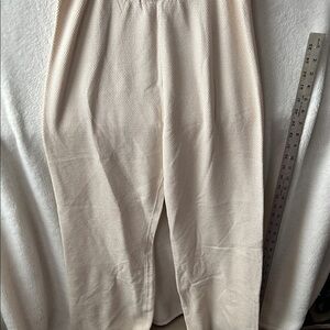Waffle knit Cream wide legsTextured Pants size Large
